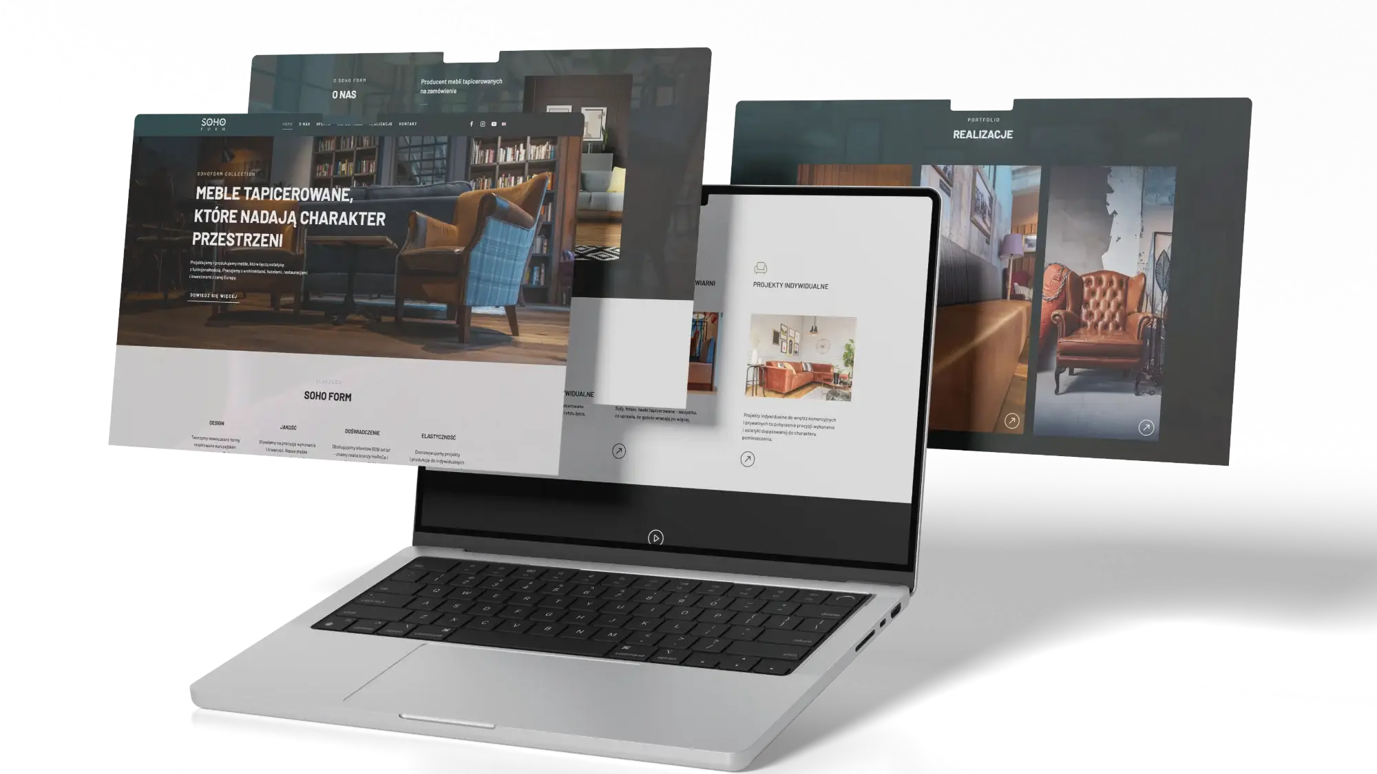 Podstrony Soho Form na laptopie i ekranach